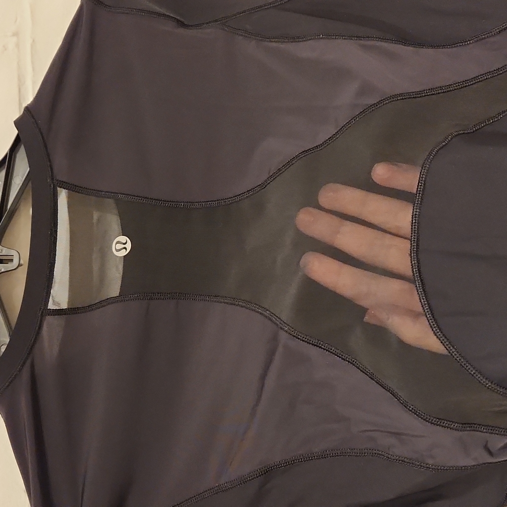LULULEMON Long Sleeve Black Top with Sheer Details - Picture 6 of 7